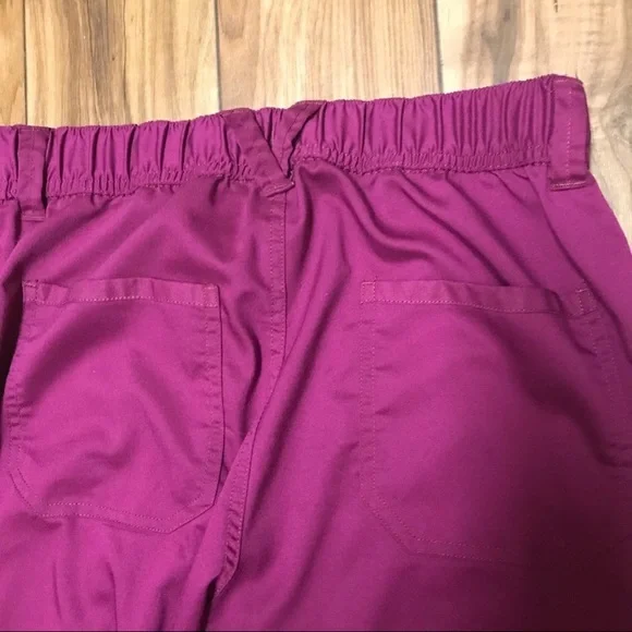 Cherokee Workwear Revolution Scrub Pants Maroon Wine - Picture 8 of 13